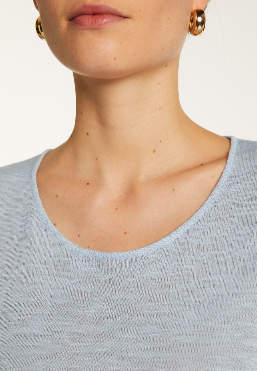 Camiseta gola redonda em linho flamejado - Domy