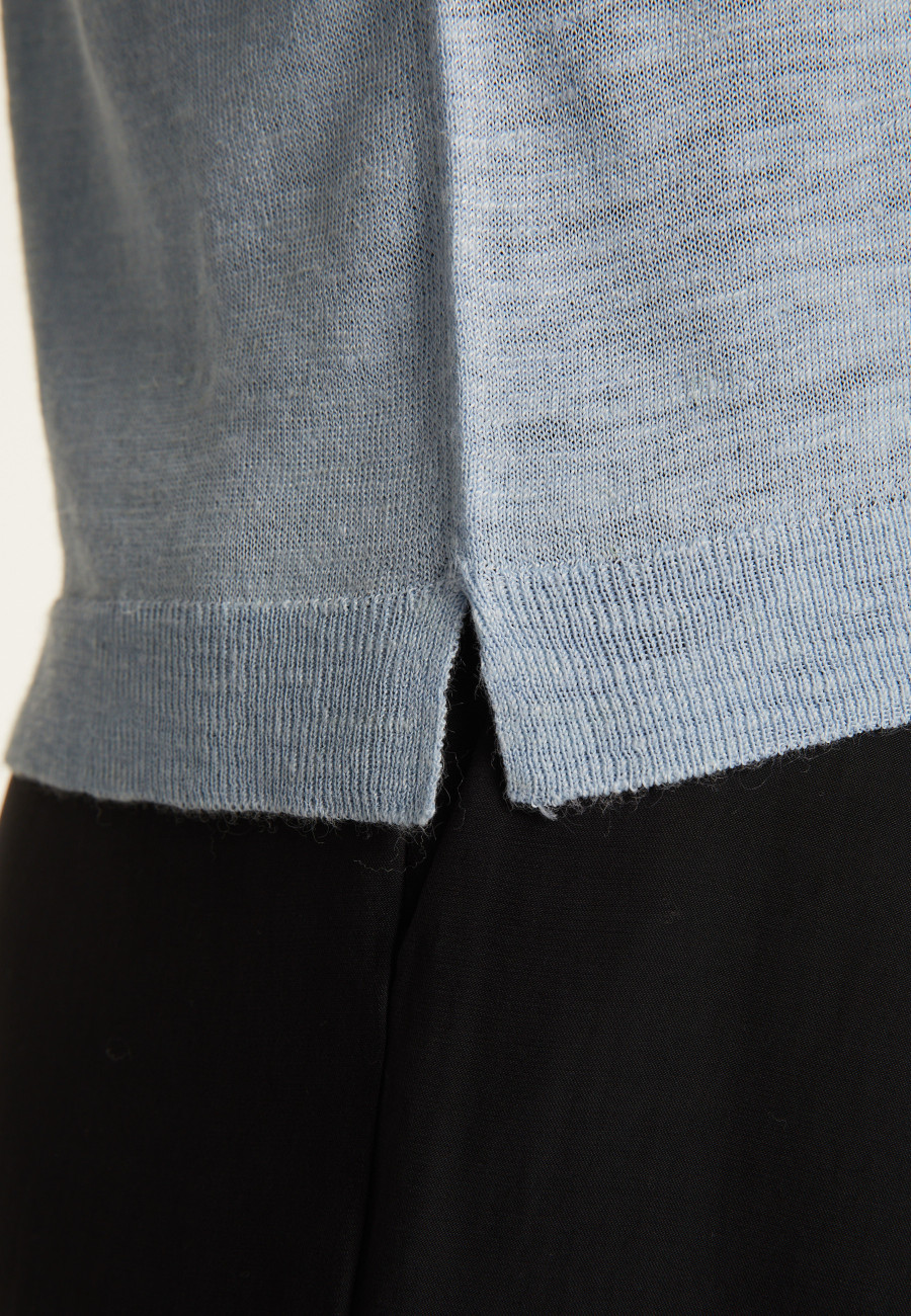 Camiseta gola redonda em linho flamejado - Domy