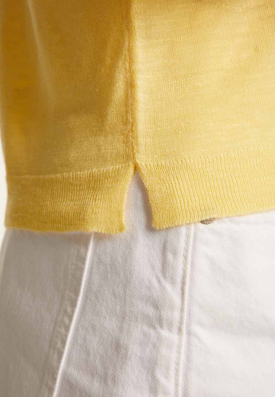 Camiseta gola redonda em linho flamejado - Domy