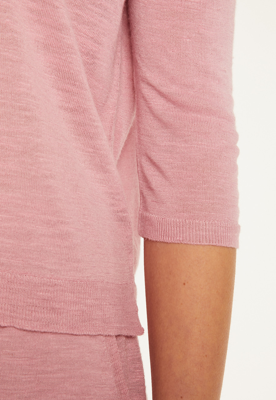 Camiseta gola redonda em linho flamejado - Domy