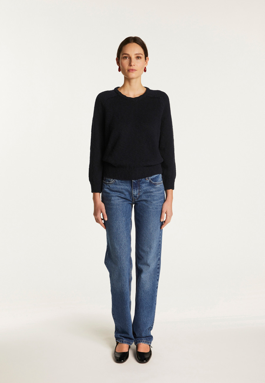 Cotton and linen crew neck sweater - Nicky