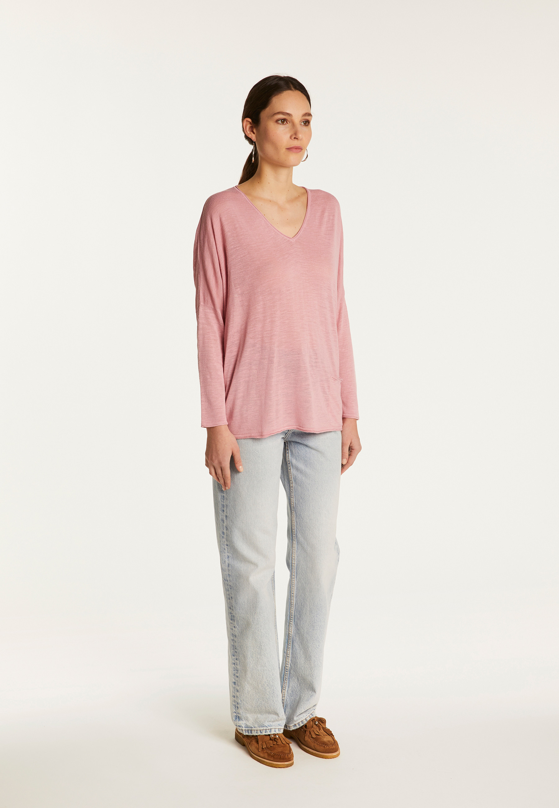 Batwing sleeve sweater in slub linen - Balou