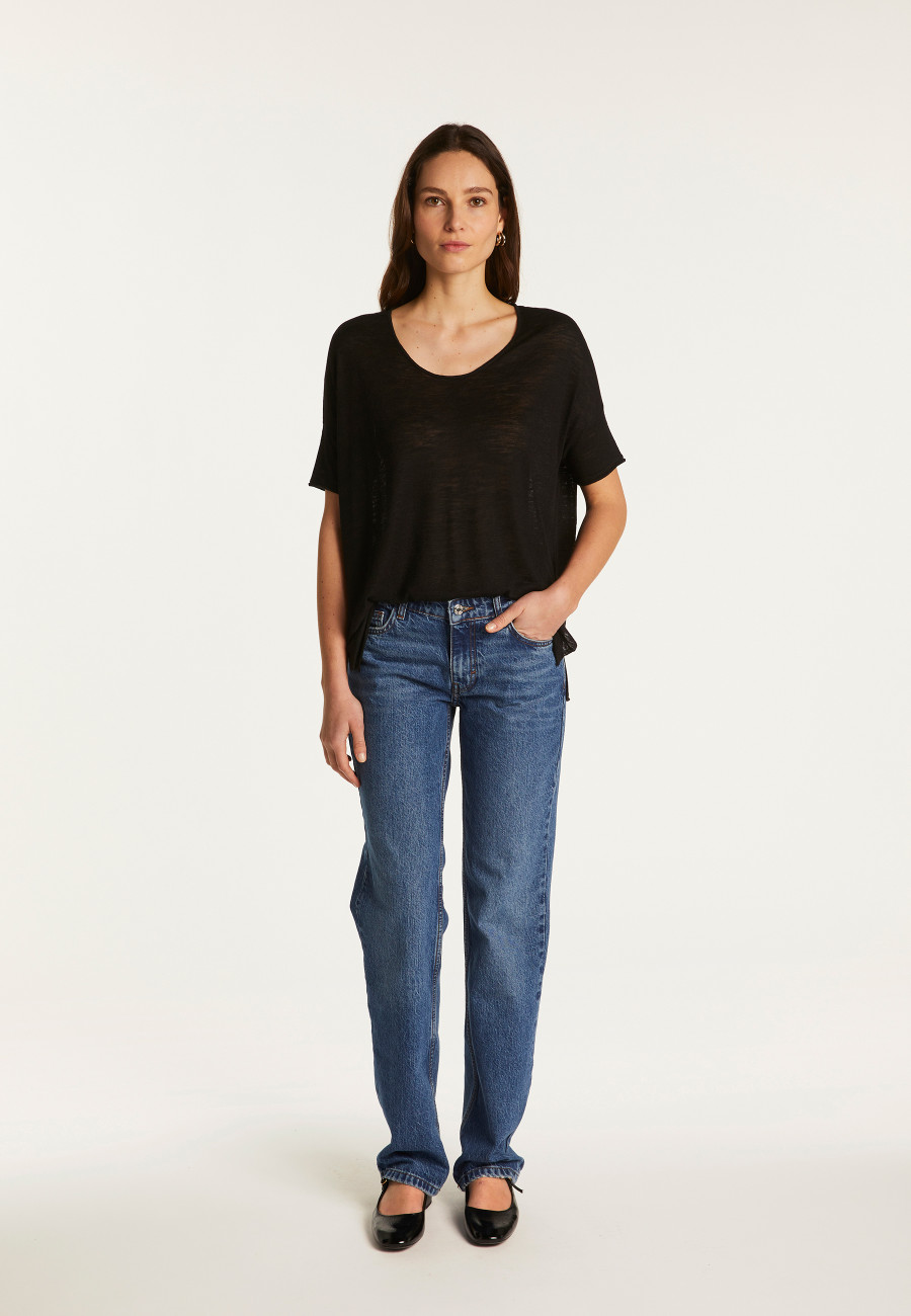 Round neck t-shirt in flamed linen - Béatrice