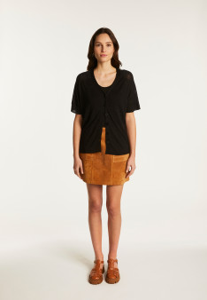 Flamed Linen Button T-Shirt - Lily
