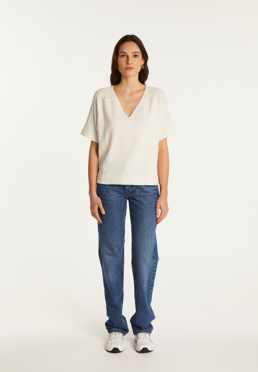 Camiseta cor V em algodão - Devy