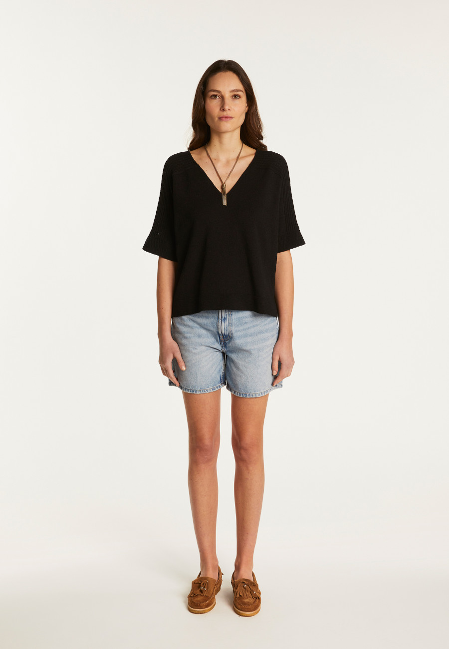 Camiseta cor V em algodão - Devy