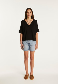 T-shirt col V en coton - Devy