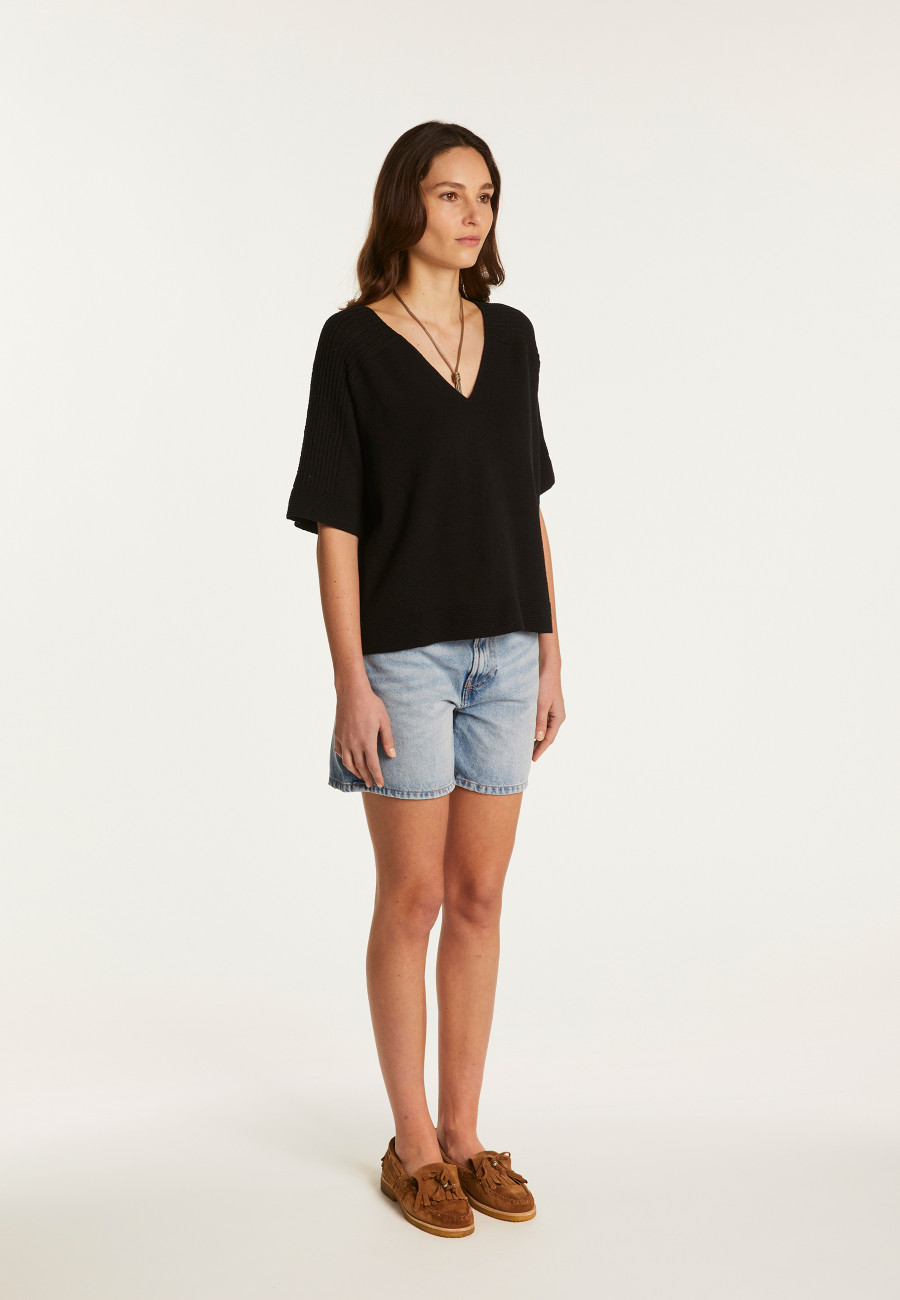 Camiseta cor V em algodão - Devy