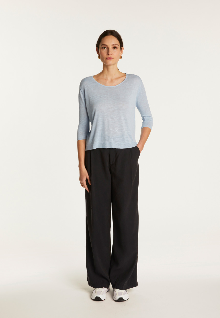 Camiseta gola redonda em linho flamejado - Domy