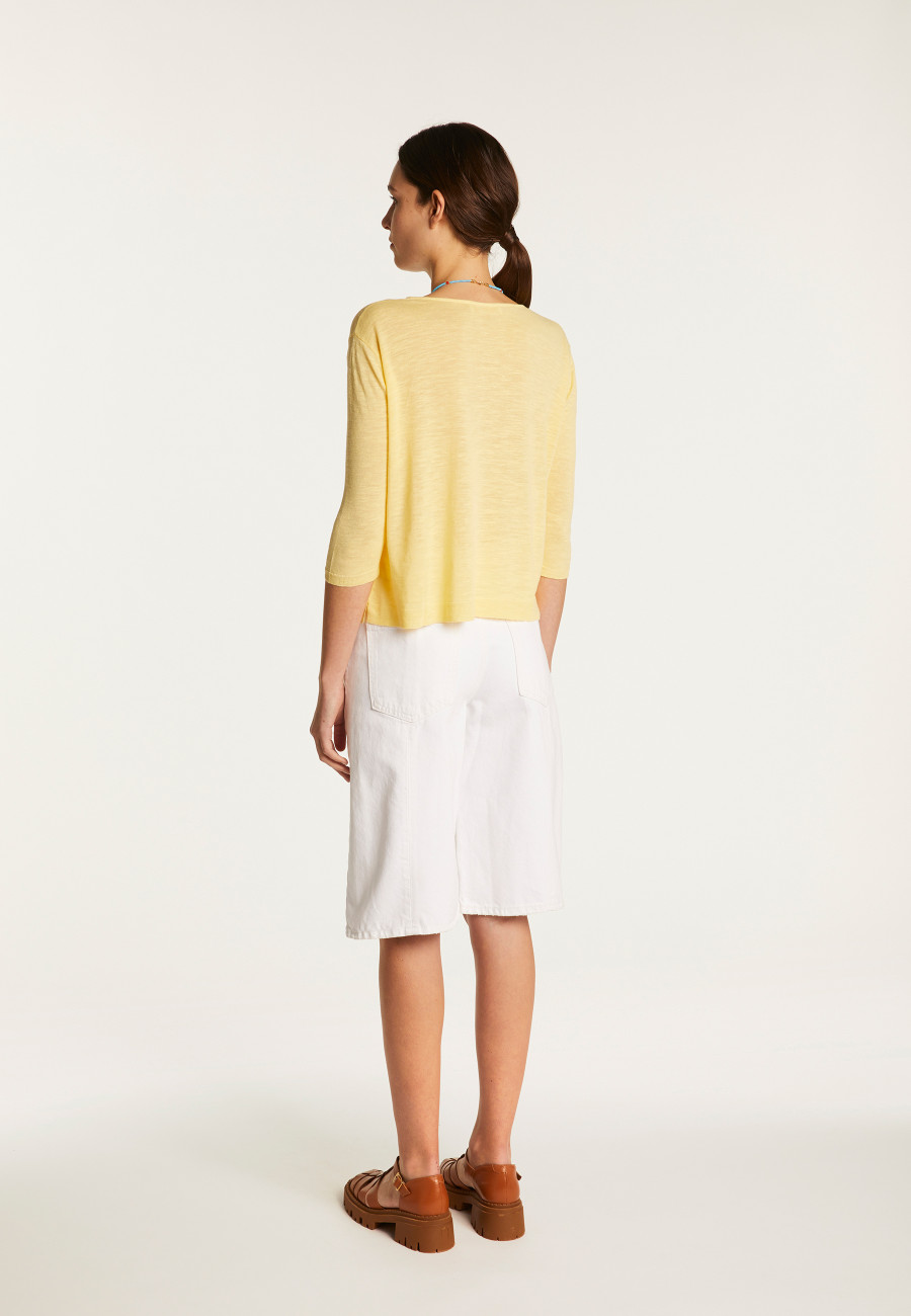 Camiseta gola redonda em linho flamejado - Domy