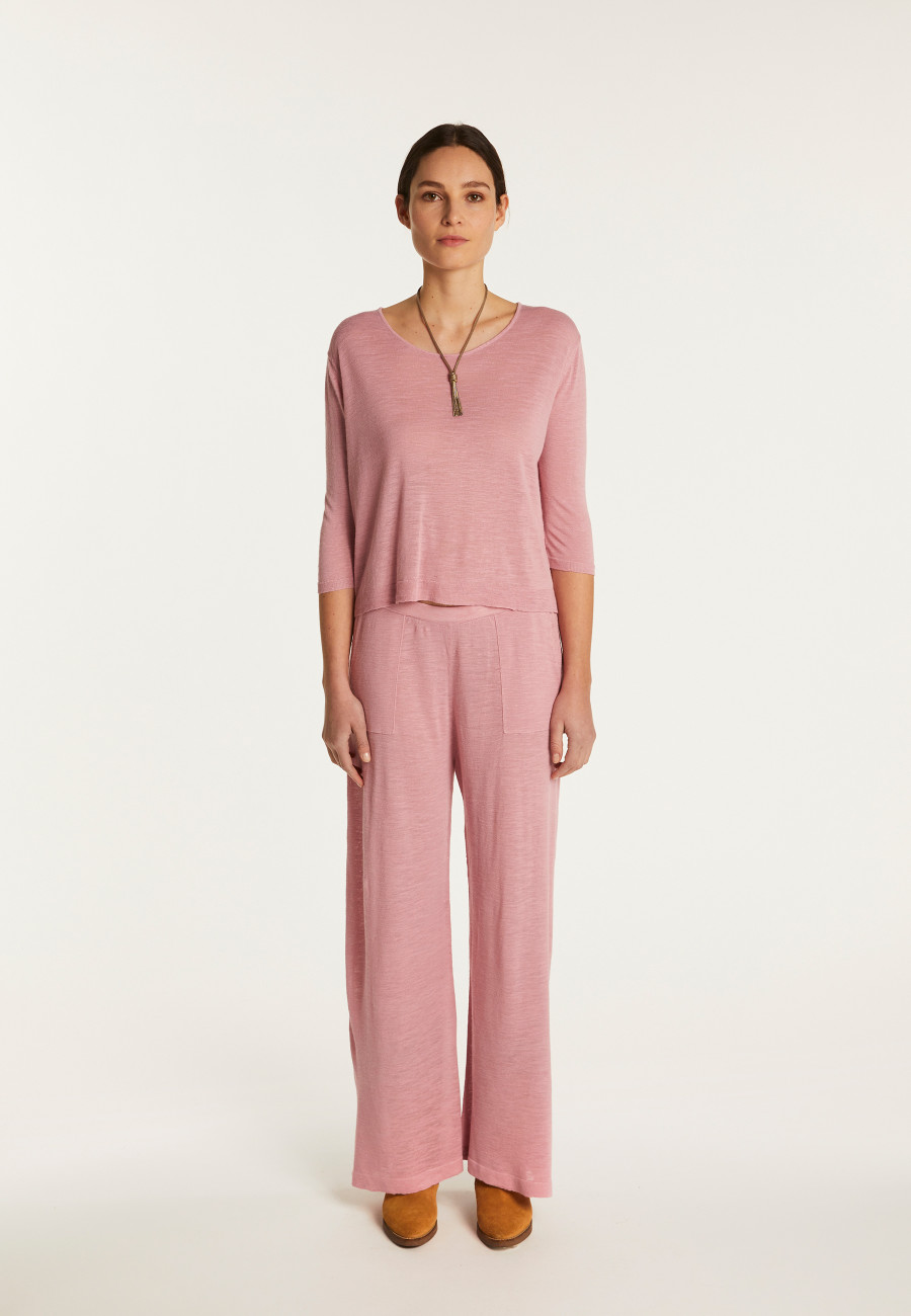 Camiseta gola redonda em linho flamejado - Domy