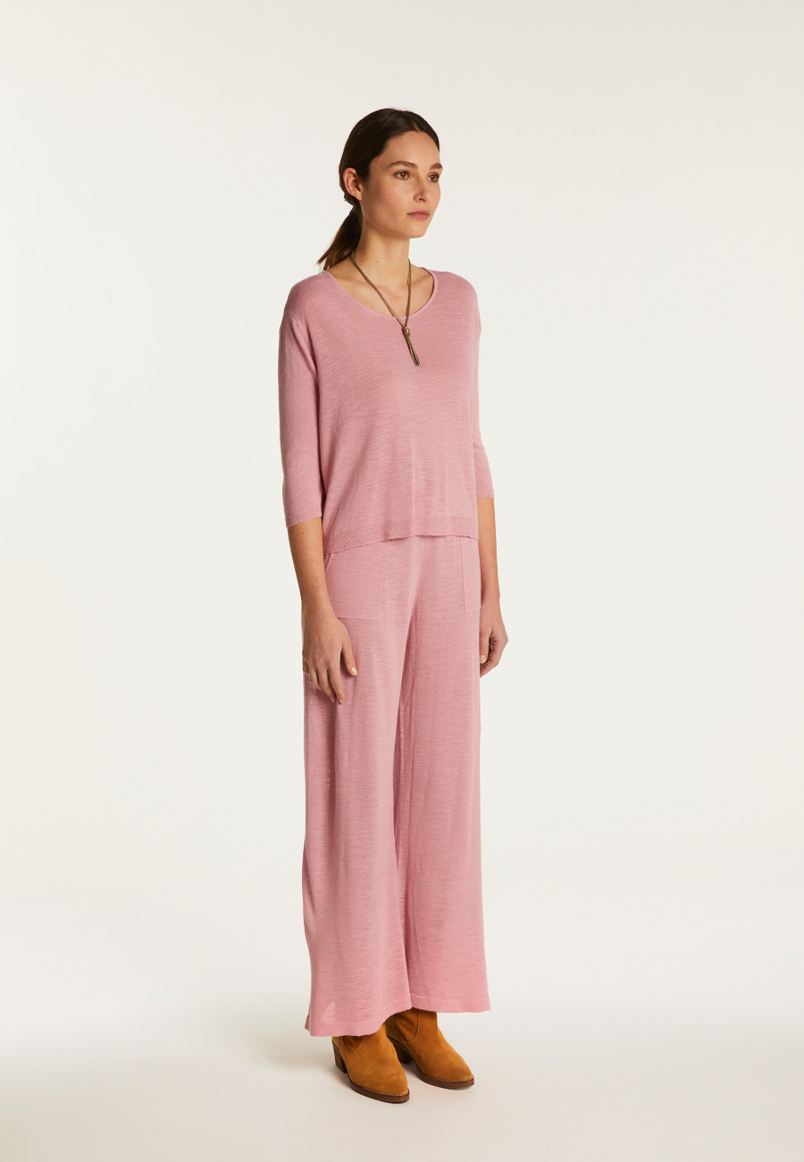 Camiseta gola redonda em linho flamejado - Domy