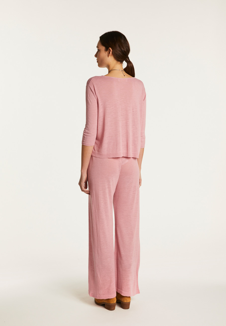 Camiseta gola redonda em linho flamejado - Domy