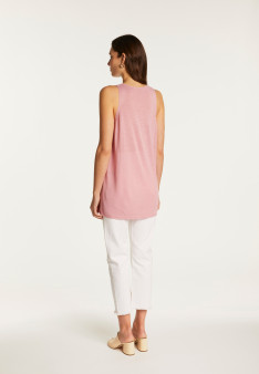 Short-sleeved flamed linen vest - Dara