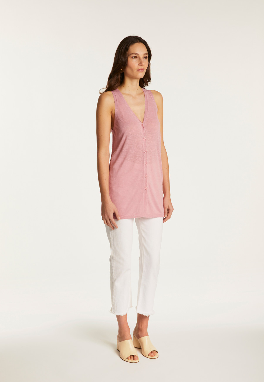 Short sleeved slub linen vest - Dara