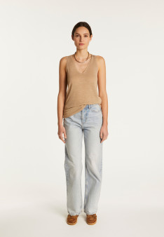 Slub linen V-neck tank top - Lalita