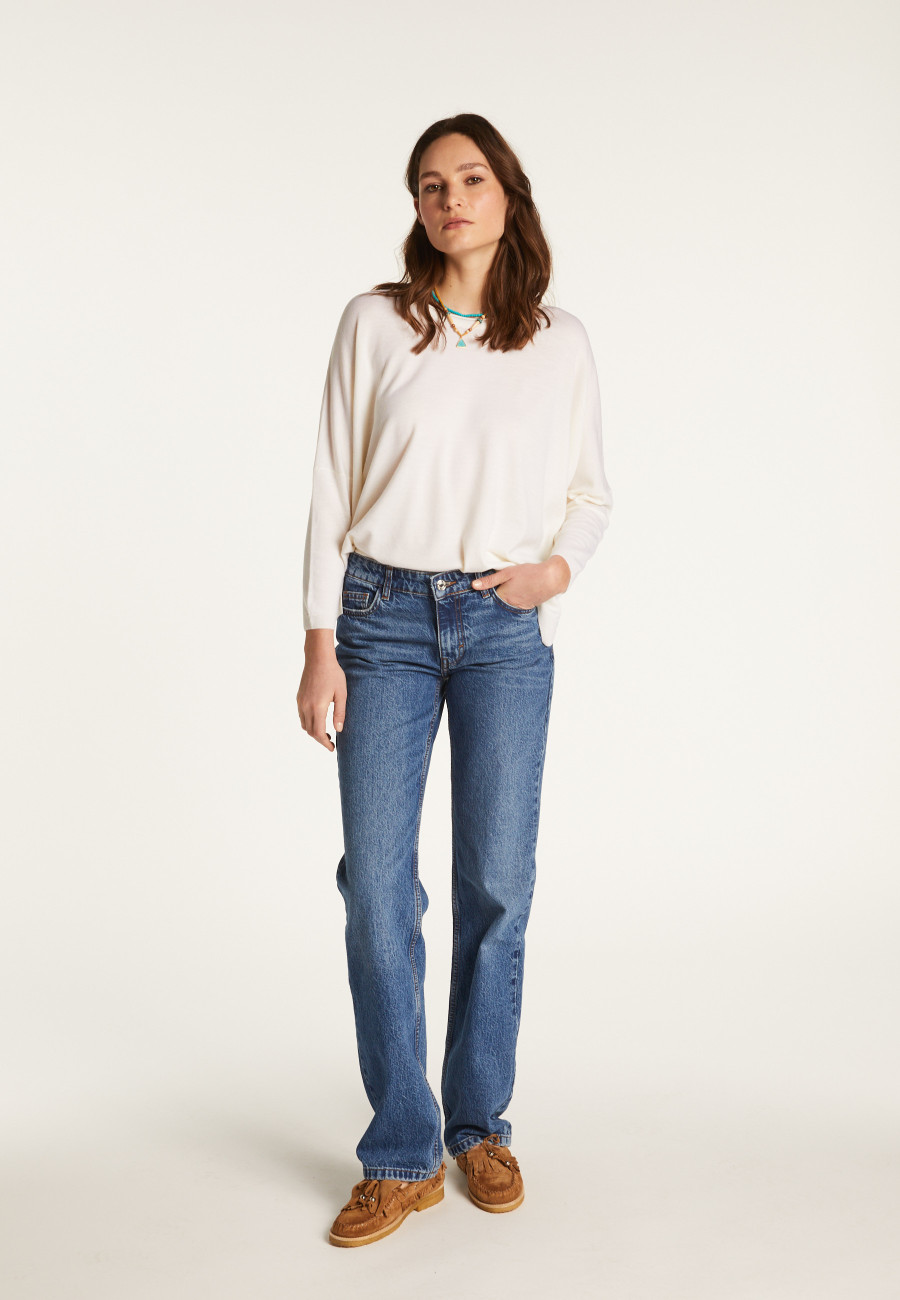 Suéter gola canoa de lã merino - Azel