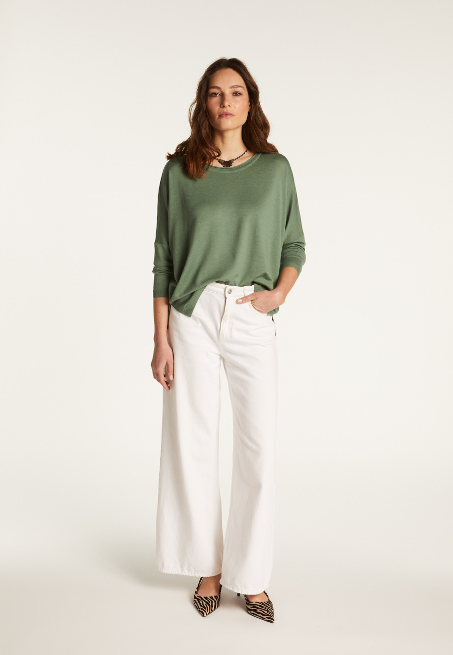 Suéter gola canoa de lã merino - Azel