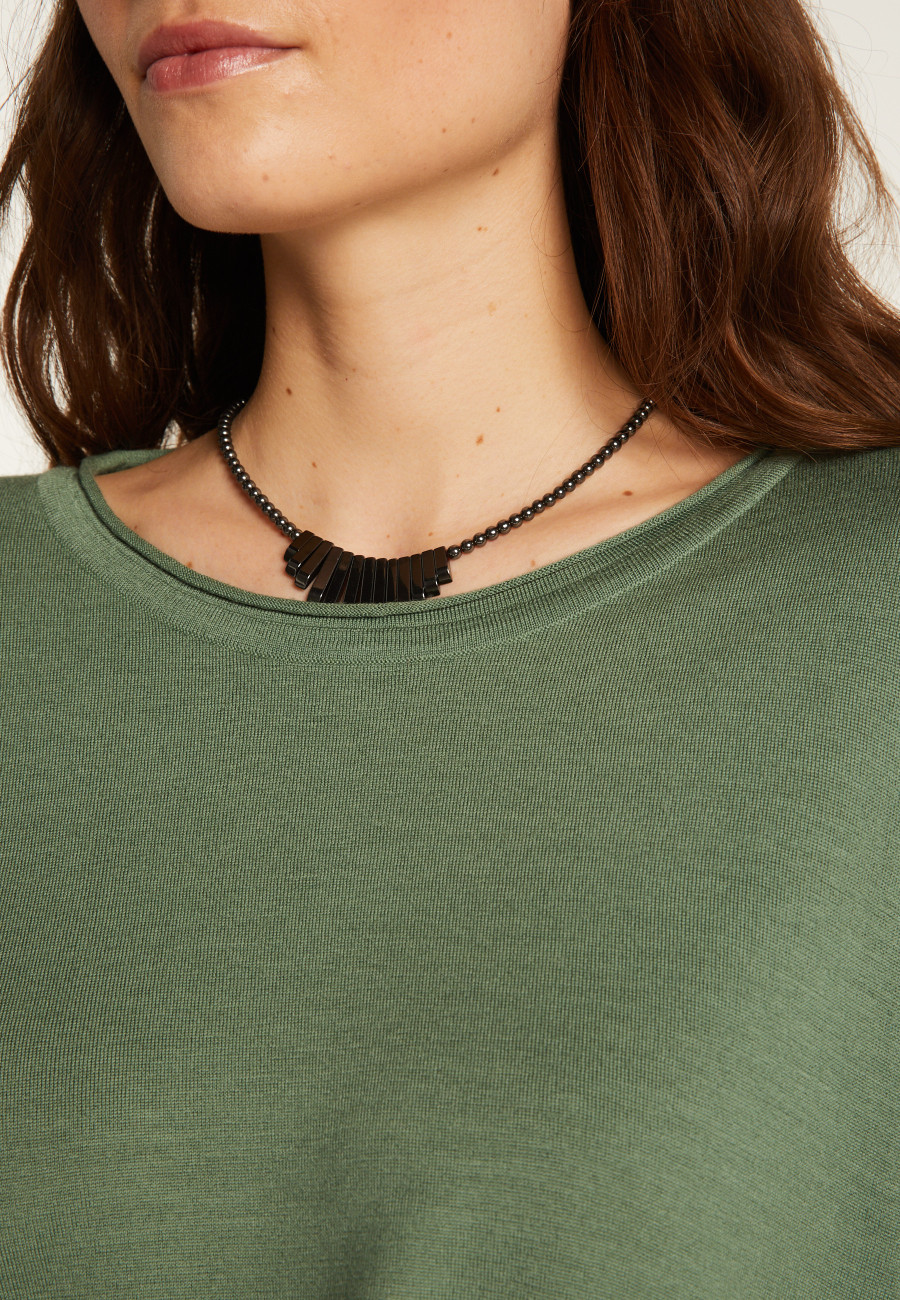 Suéter gola canoa de lã merino - Azel