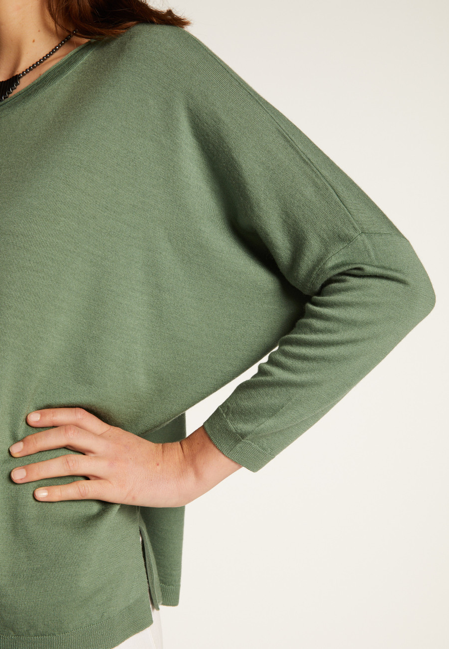 Suéter gola canoa de lã merino - Azel