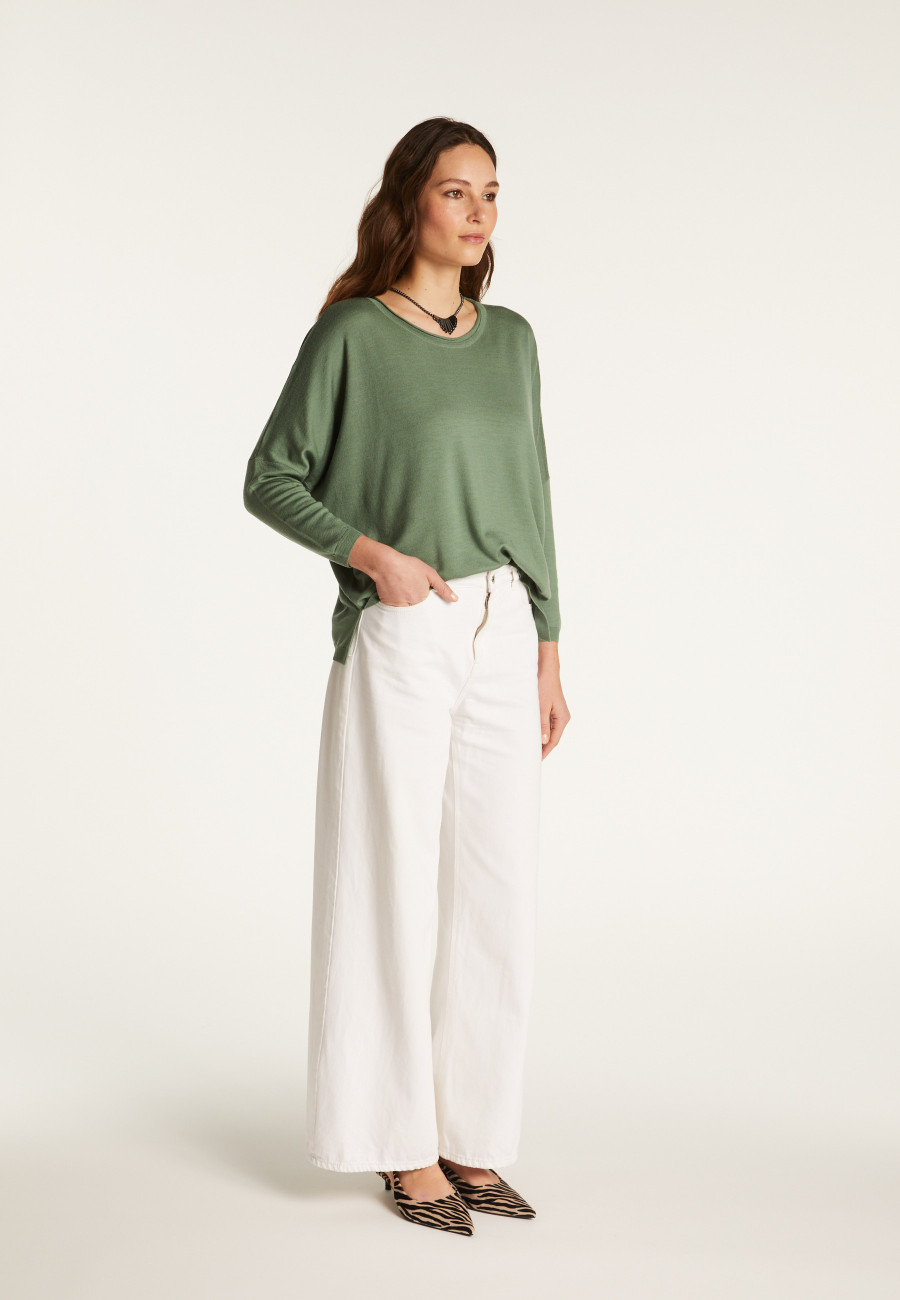 Suéter gola canoa de lã merino - Azel