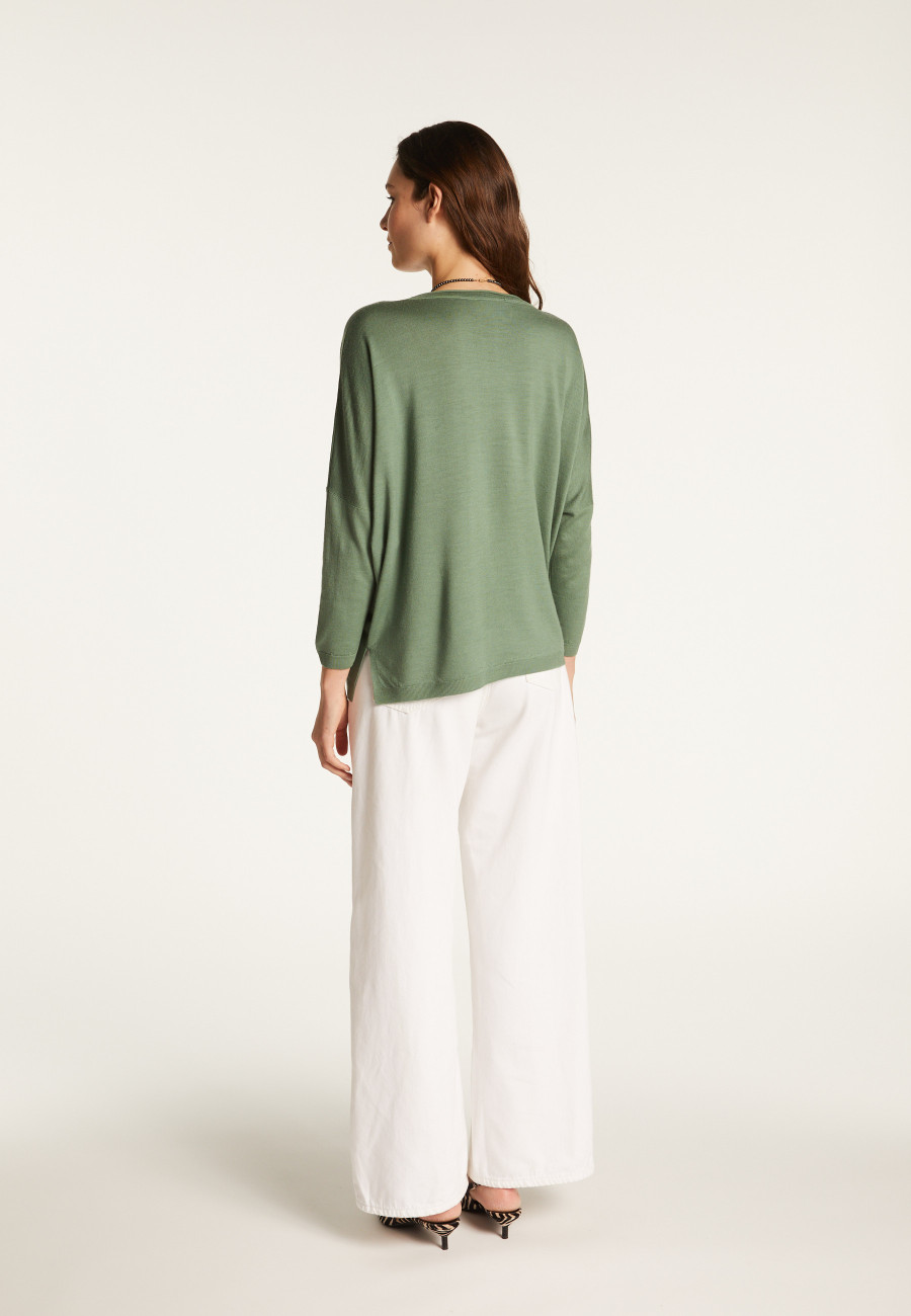 Suéter gola canoa de lã merino - Azel