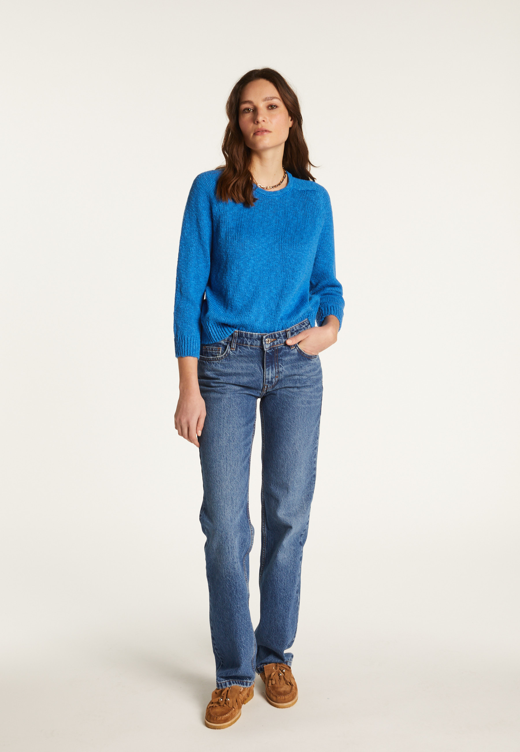 Cotton and linen crew neck sweater - Nicky