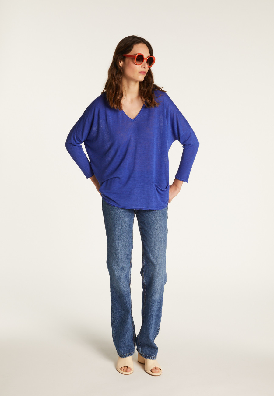 Camiseta folgada de linho com estampa slub - Balou