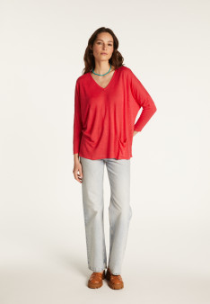 Batwing sleeve sweater in slub linen - Balou