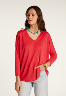 Batwing sleeve sweater in slub linen - Balou