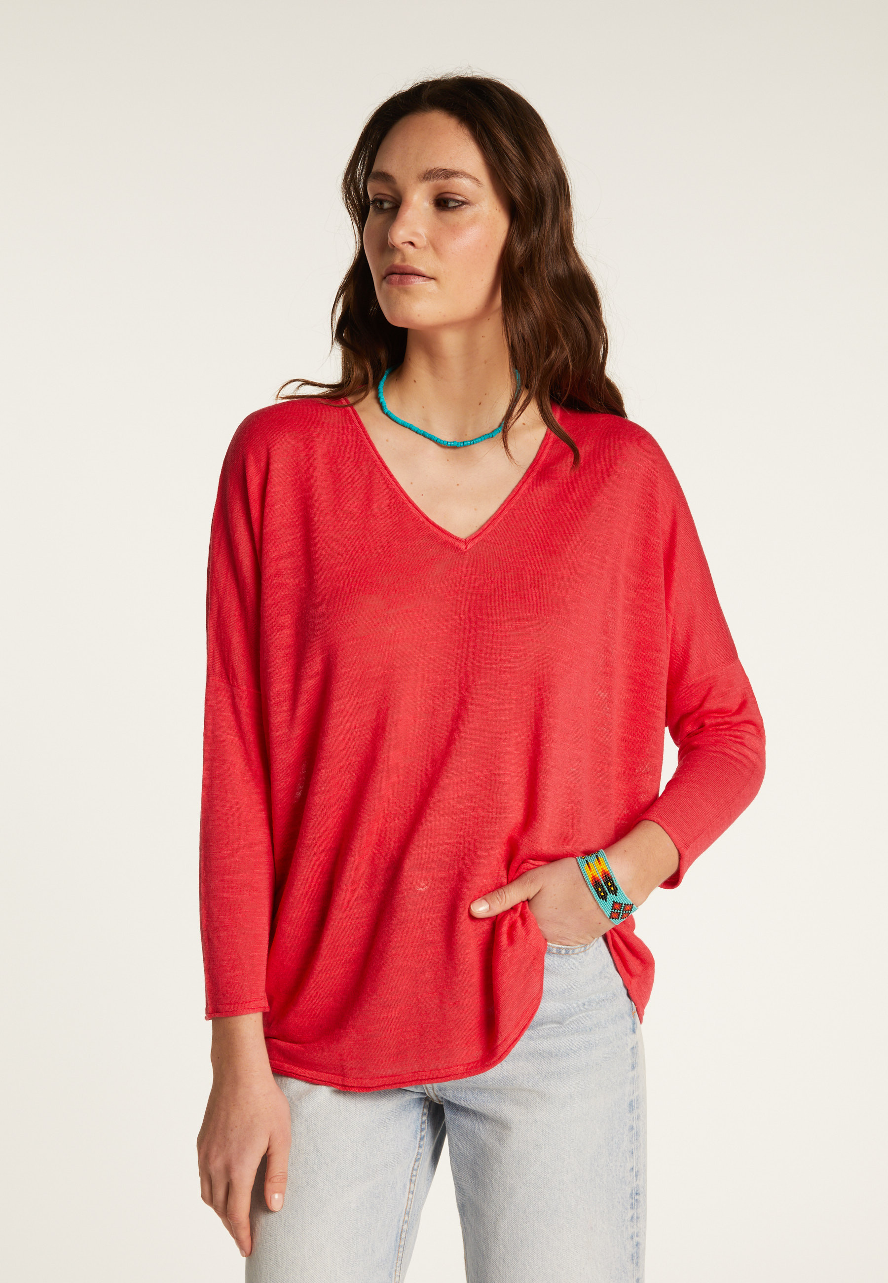 Pull manches chauve-souris en lin flammé - Balou