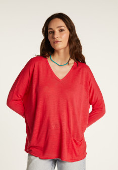 Batwing sleeve sweater in slub linen - Balou