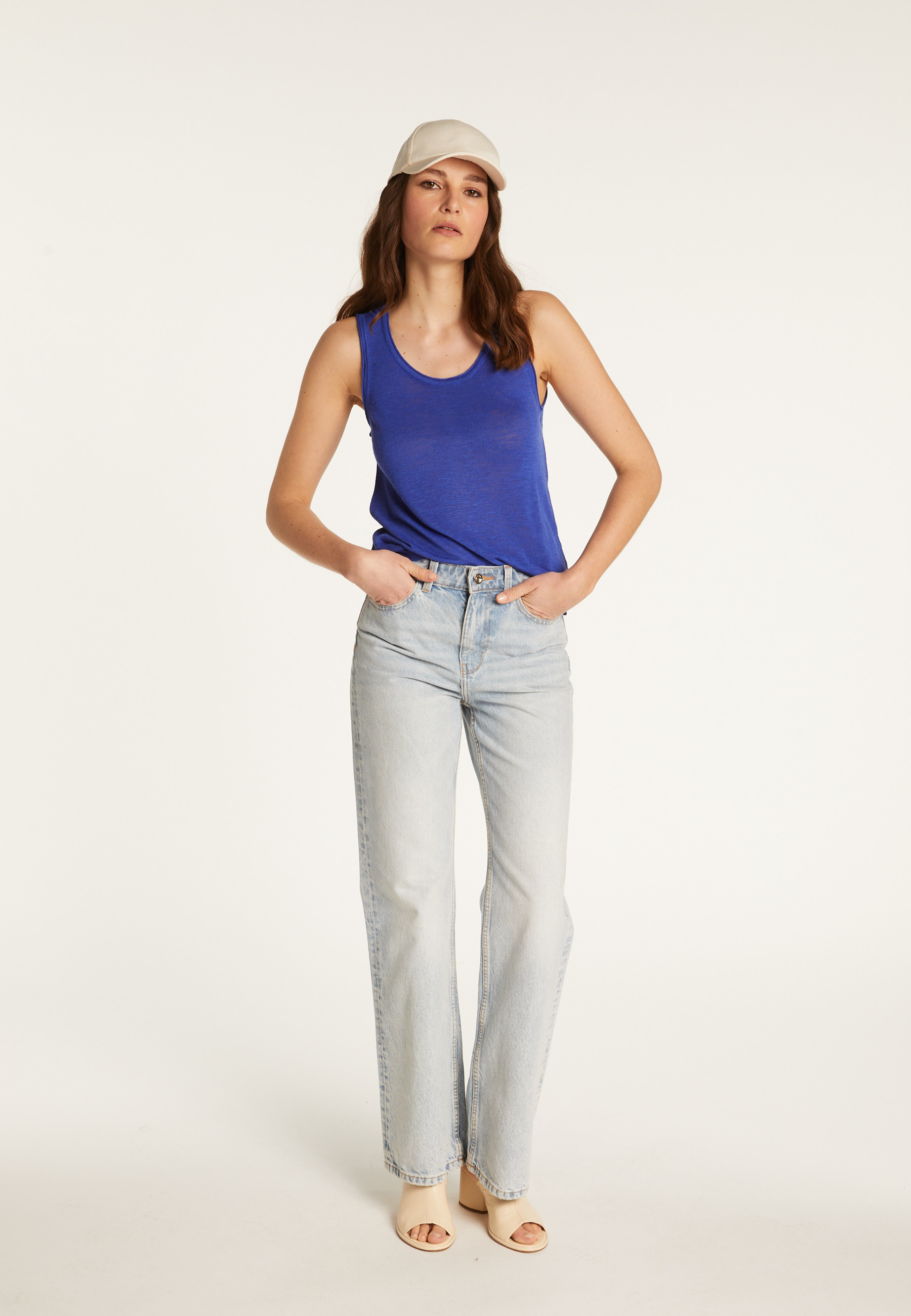 Slub linen tank top - Maitena