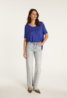 Round neck t-shirt in flamed linen - Béatrice