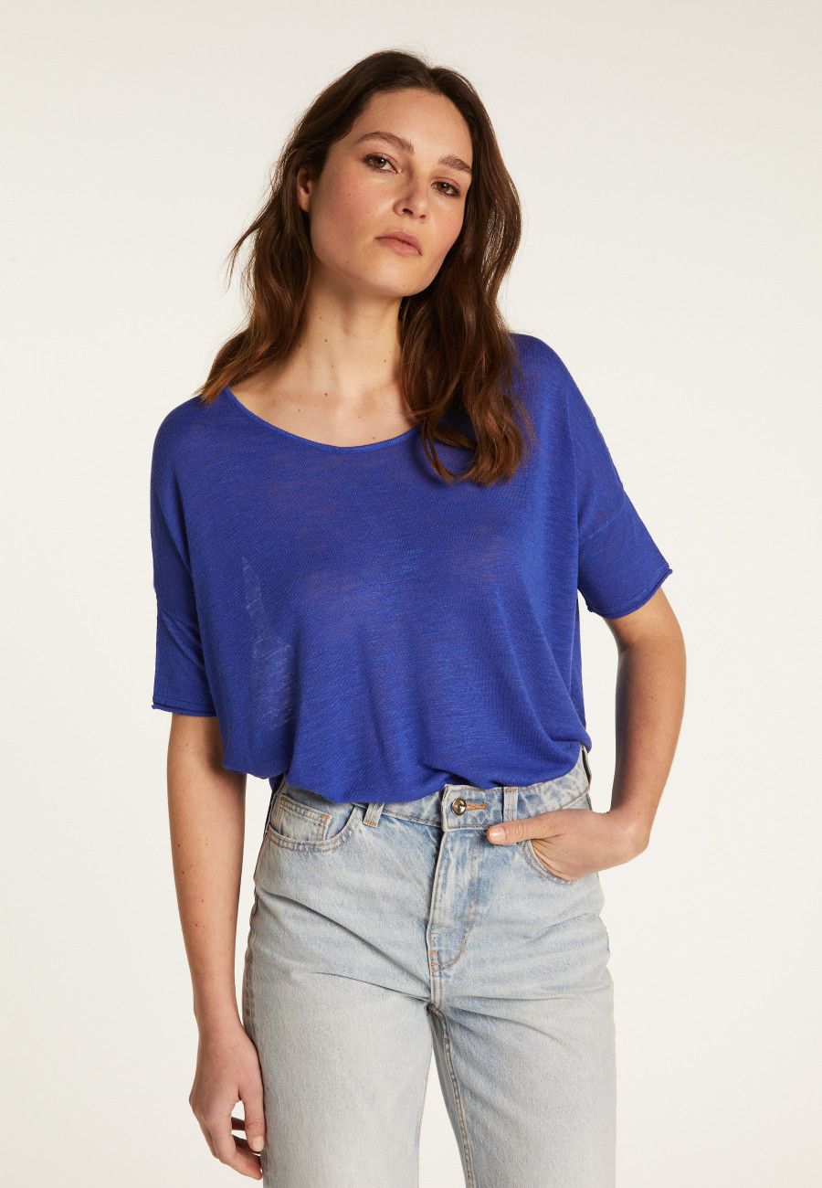 Round neck t-shirt in flamed linen - Béatrice