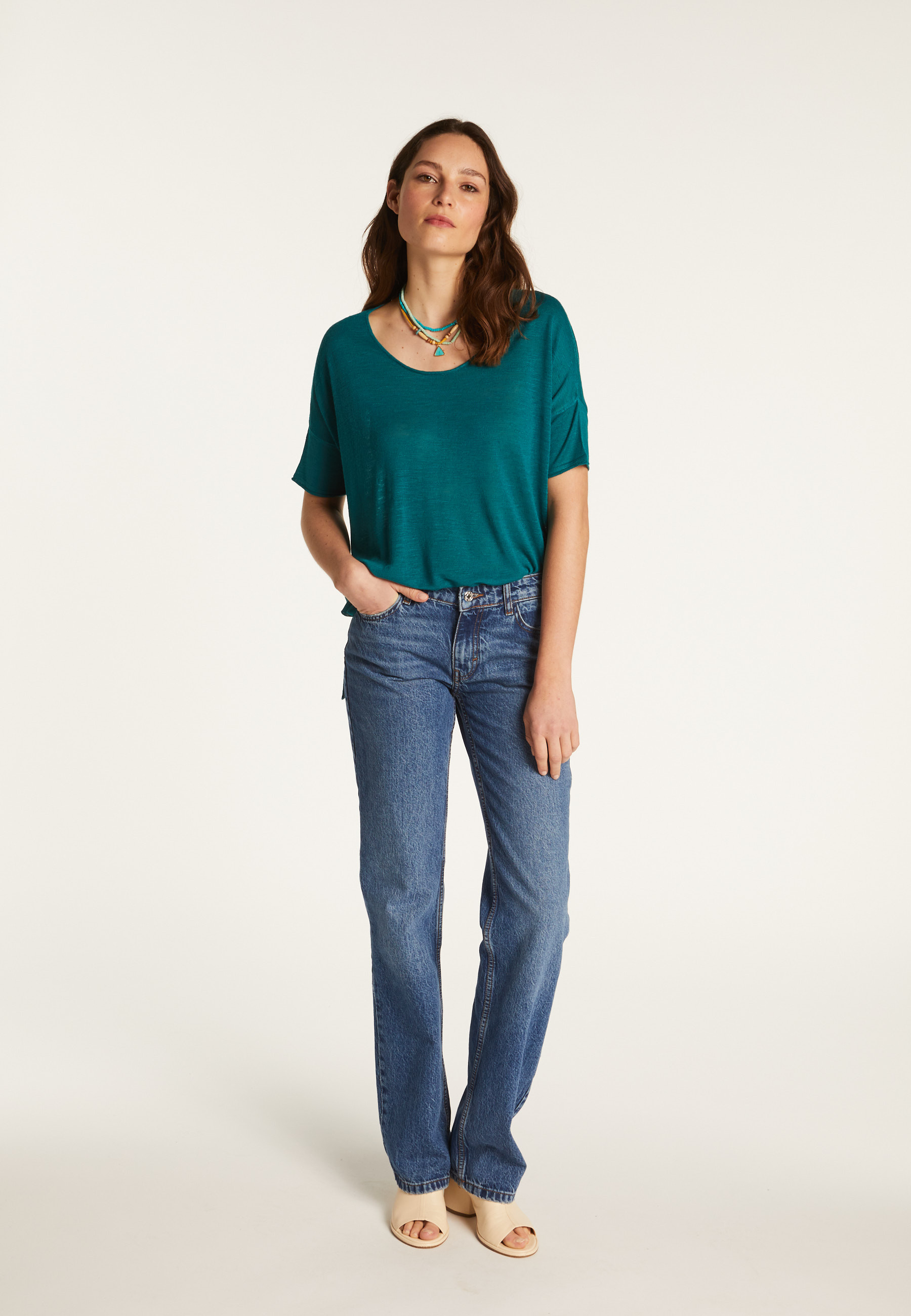 T-shirt col rond en lin flammé - Béatrice