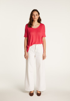 T-shirt col rond en lin flammé - Béatrice