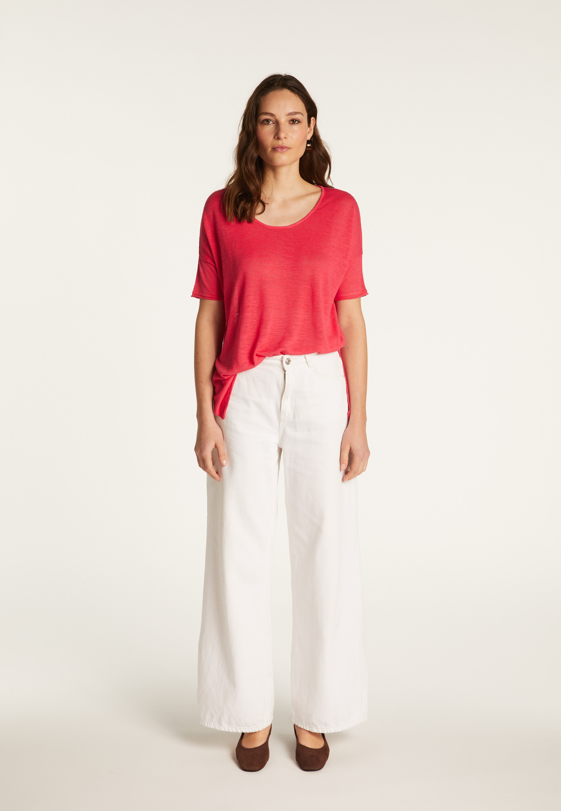 T-shirt col rond en lin flammé - Béatrice