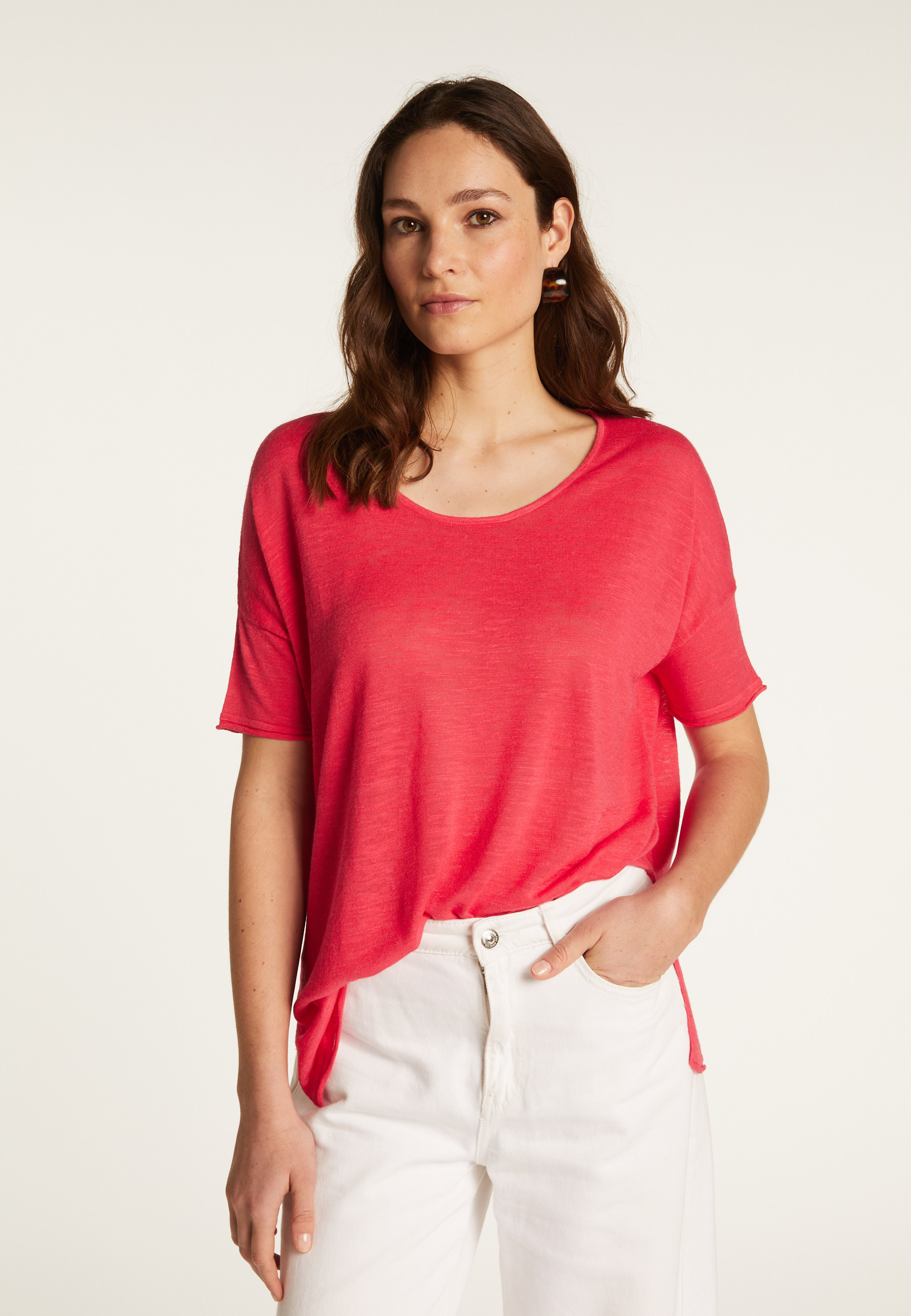 T-shirt col rond en lin flammé - Béatrice