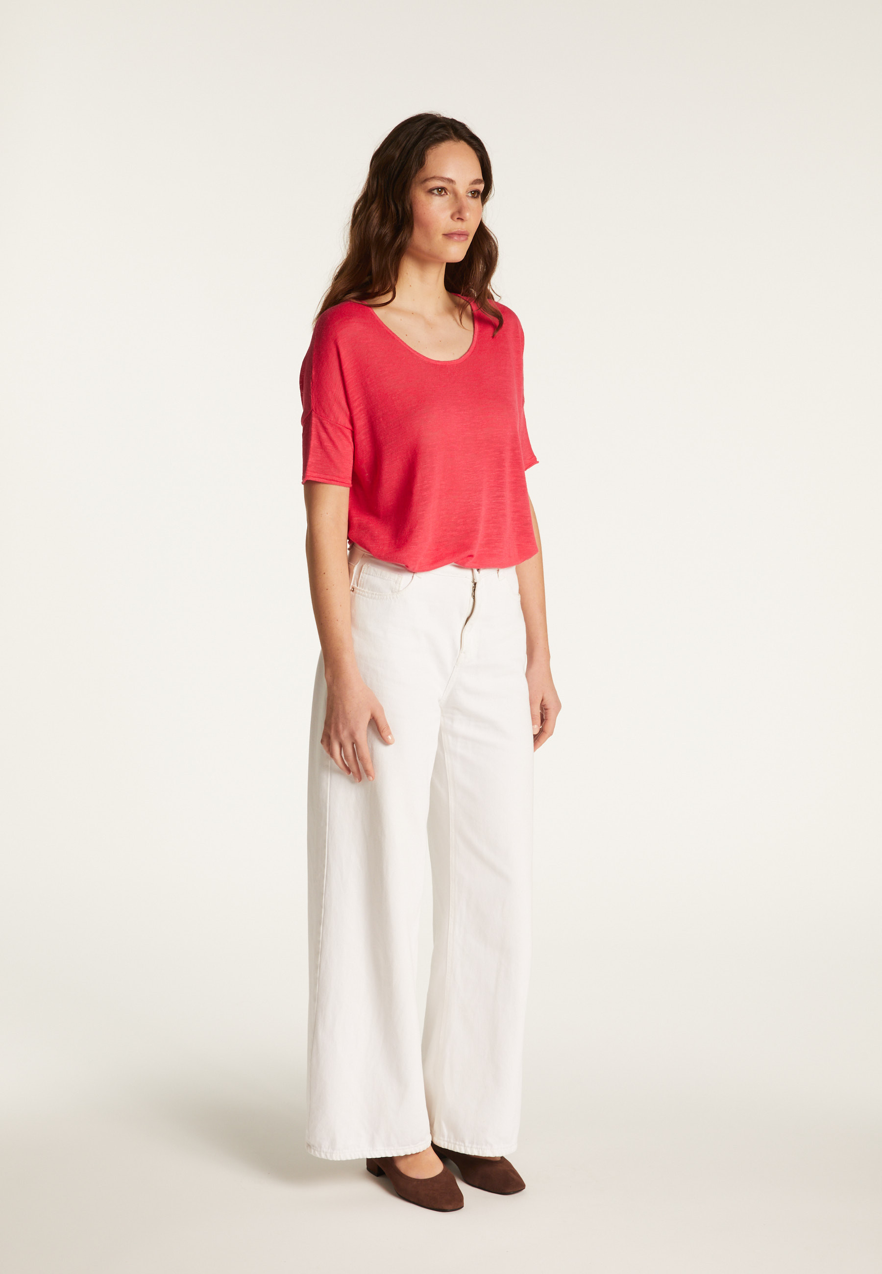 T-shirt col rond en lin flammé - Béatrice