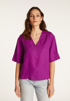 Linen V-neck T-shirt - Emma