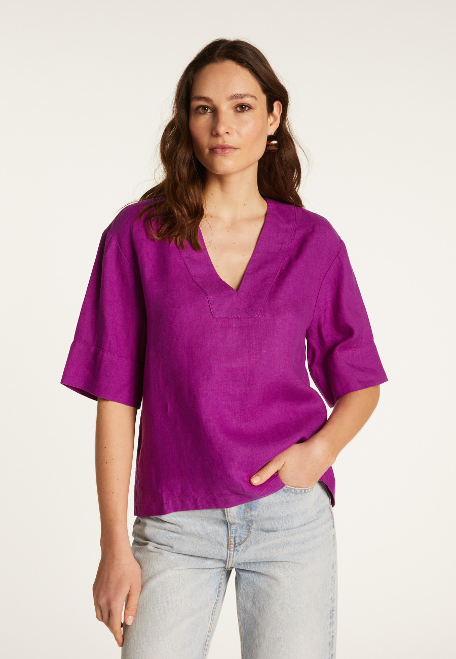 Linen V-neck T-shirt - Emma
