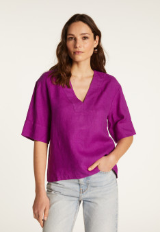 Linen V-neck T-shirt - Emma