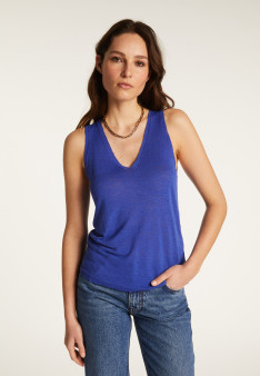 Slub linen V-neck tank top - Lalita