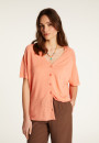 Flamed Linen Button T-Shirt - Lily