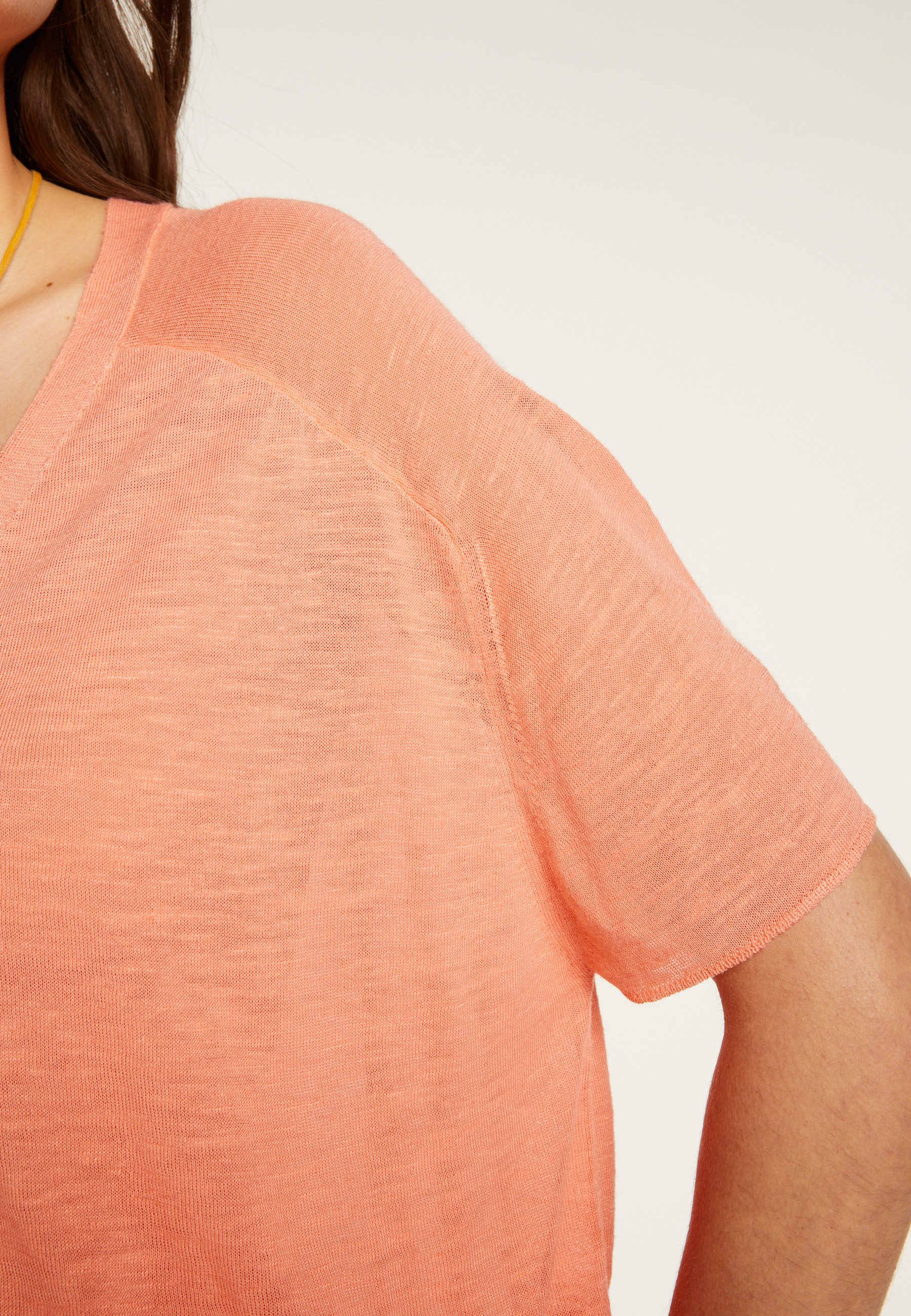 Flamed Linen Button T-Shirt - Lily