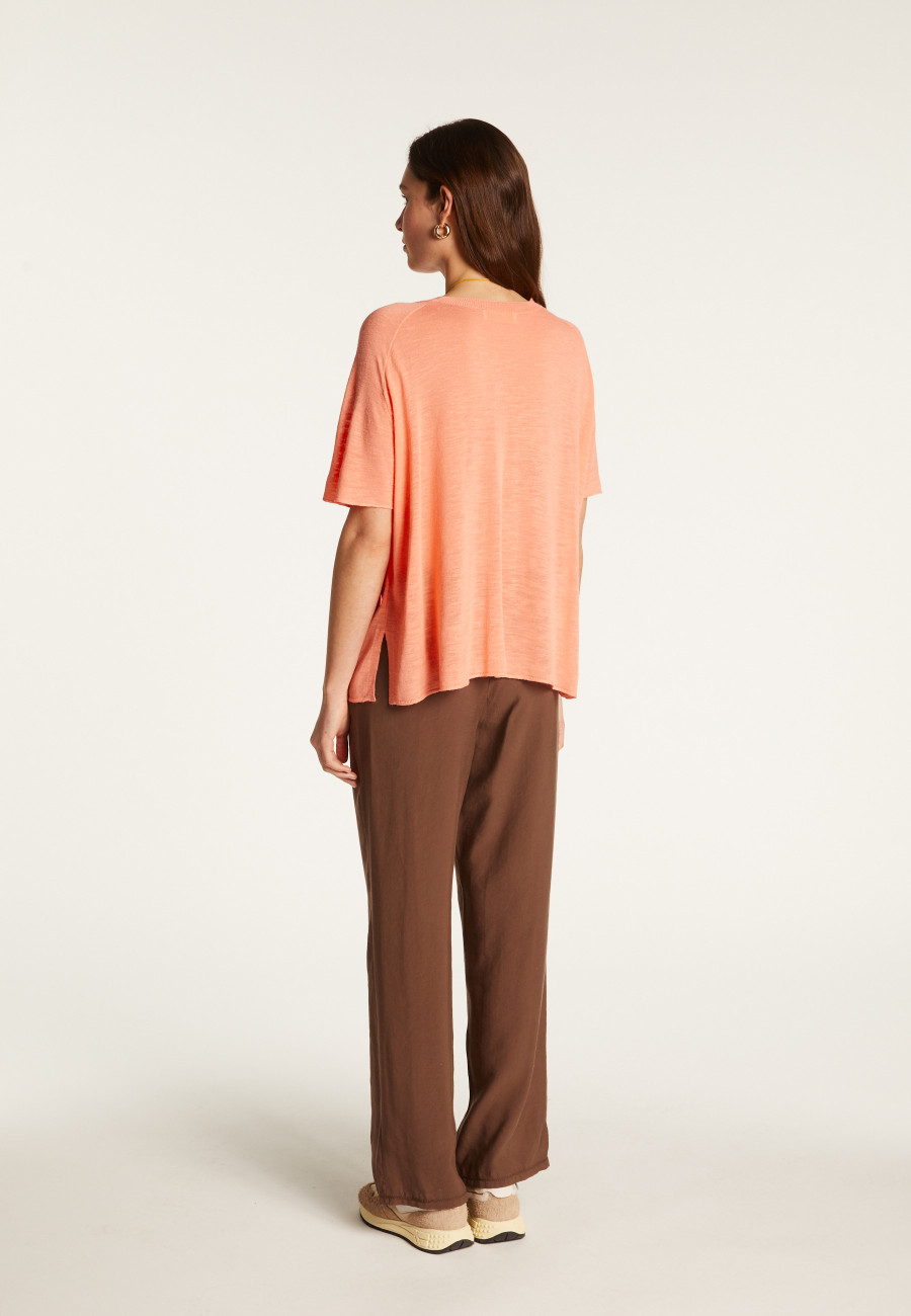 Flamed Linen Button T-Shirt - Lily