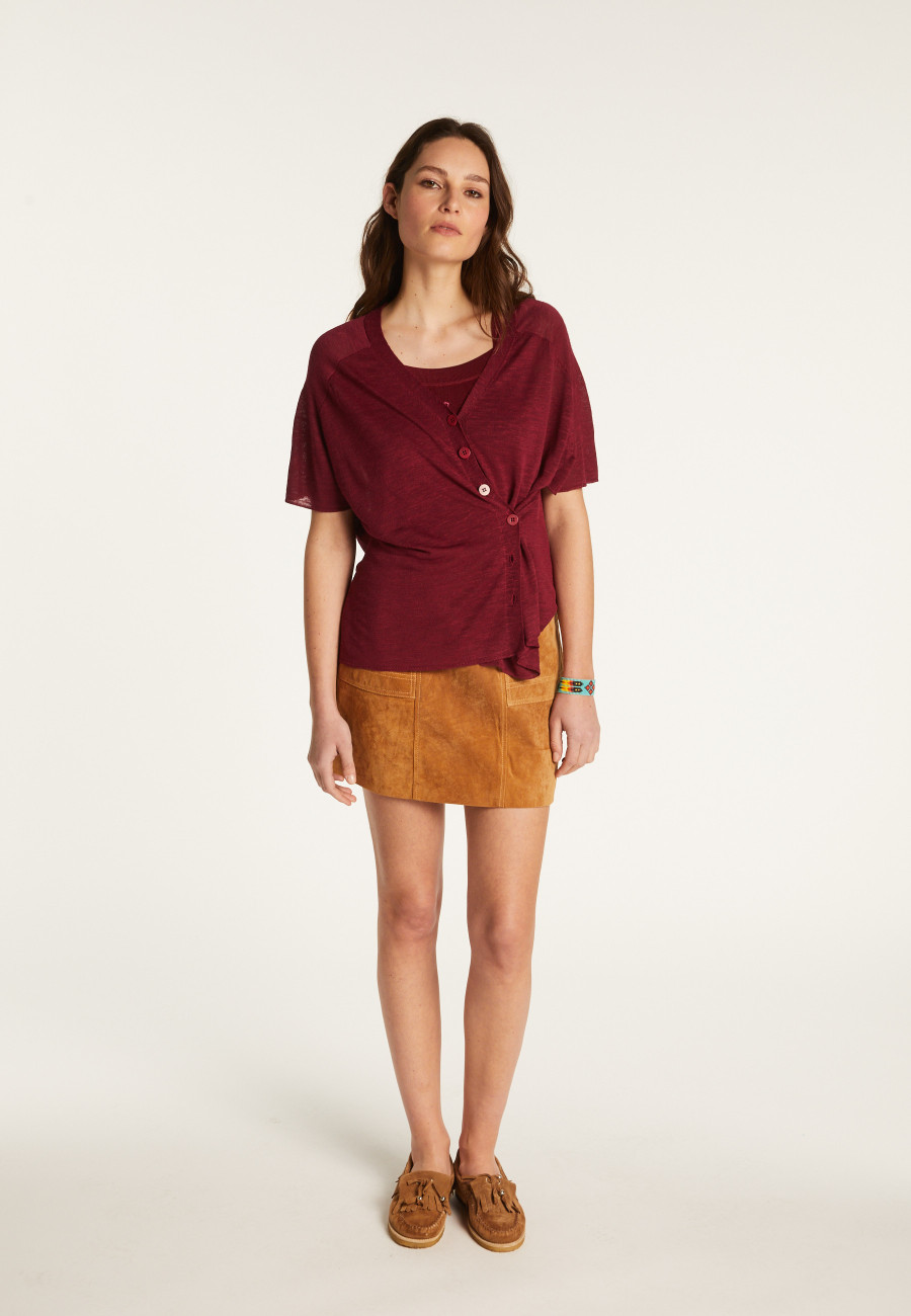 Flamed Linen Button T-Shirt - Lily