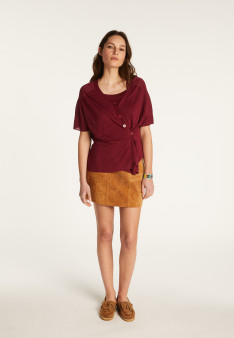 Flamed Linen Button T-Shirt - Lily
