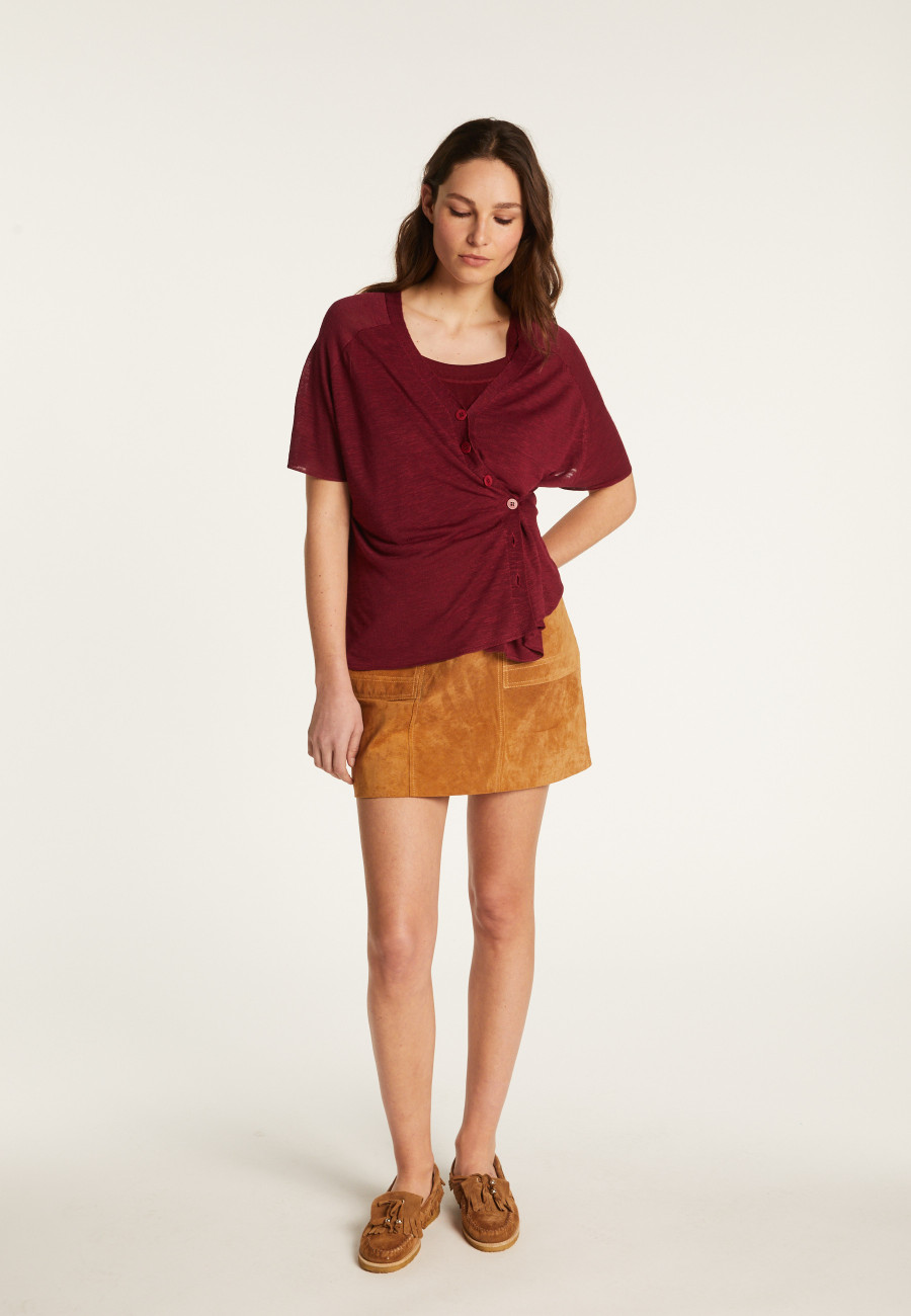 Flamed Linen Button T-Shirt - Lily